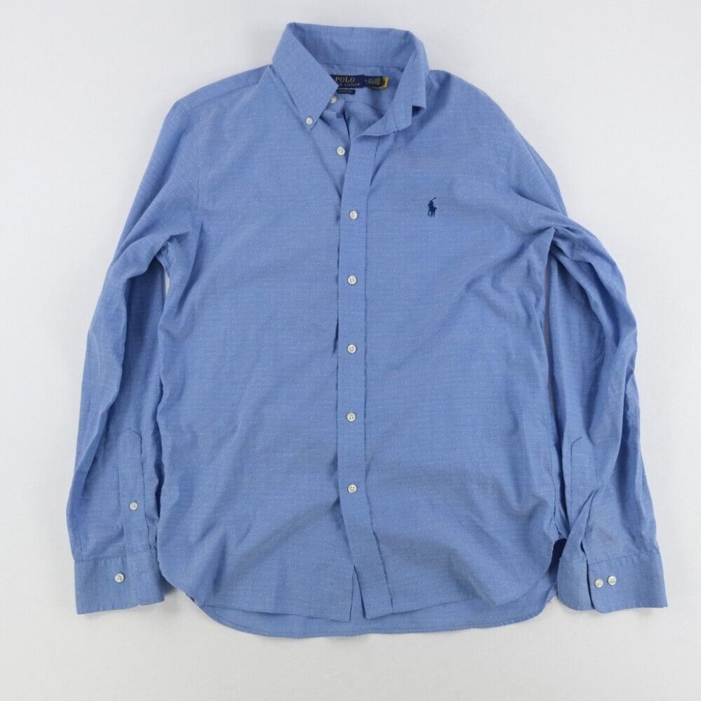 Polo Ralph Lauren Mens Shirt Blue 15.5 Purepress Button Up Long Sleeve 34/35